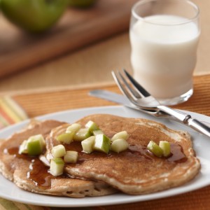 Cinnamon-Oatmeal Pancakes with Apple-Maple Syrup