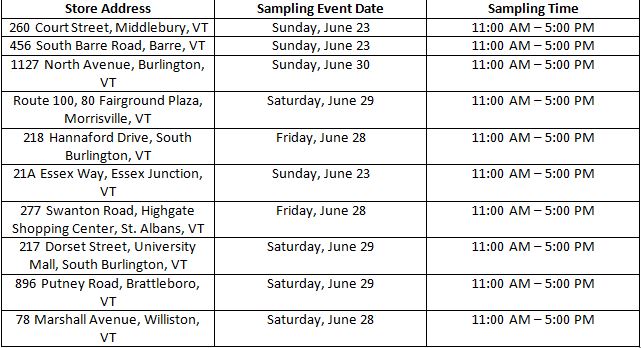 Hannaford Dairy Demo Schedule