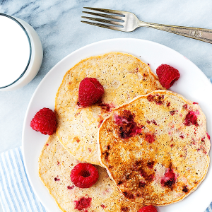 Raspberry Cottage Cheese Protein Pancakes