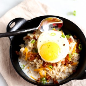 Savory Oatmeal with Soft-Cooked Egg & Bacon