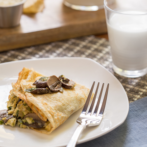 Spinach and Mushroom Breakfast Crepes