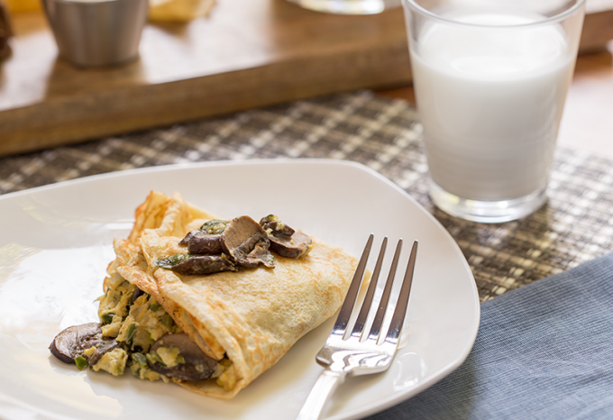 Spinach and Mushroom Breakfast Crepes