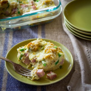Asparagus and Ham Savory Bread Pudding