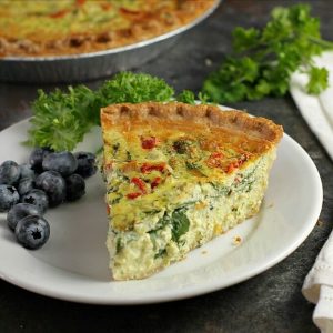 Spinach Quiche with Artichokes and Roasted Red Peppers