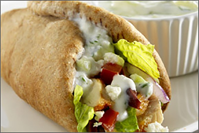 Greek Chicken Wrap with Tzatziki Herb Yogurt Sauce